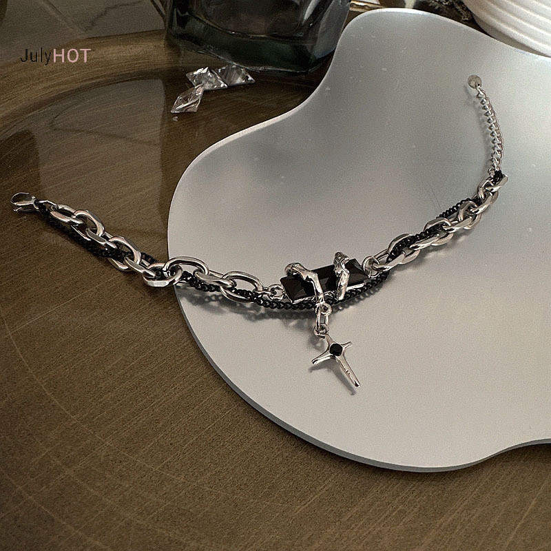 Julyhot Retro Đen Zircon Ngôi Sao Vòng Tay Nữ Nam Quà Tặng Xu Hướng Dây Xích Kim Loại Unisex Goth Trang Sức Cặp Đôi Mới Phụ Kiện Massivedeals