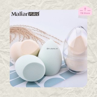 Set 2 mút trang điểm tán kem nền Malian Nhật 2 kiểu dáng kèm 1 hộp đựng