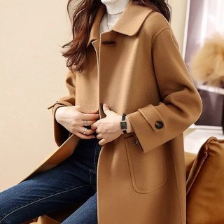 Phong Cách Mới Sang Trọng Giữa Chiều Dài Đi Lại Ve Áo Đơn Giản Phù Hợp Với Len Phong Cách Phương Tây