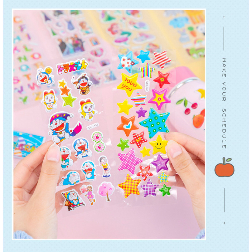 ( Tặng ngẫu nhiên) Sticker 3D nổi trang trí sổ sách, bình nước, điện thoại chống thấm nước