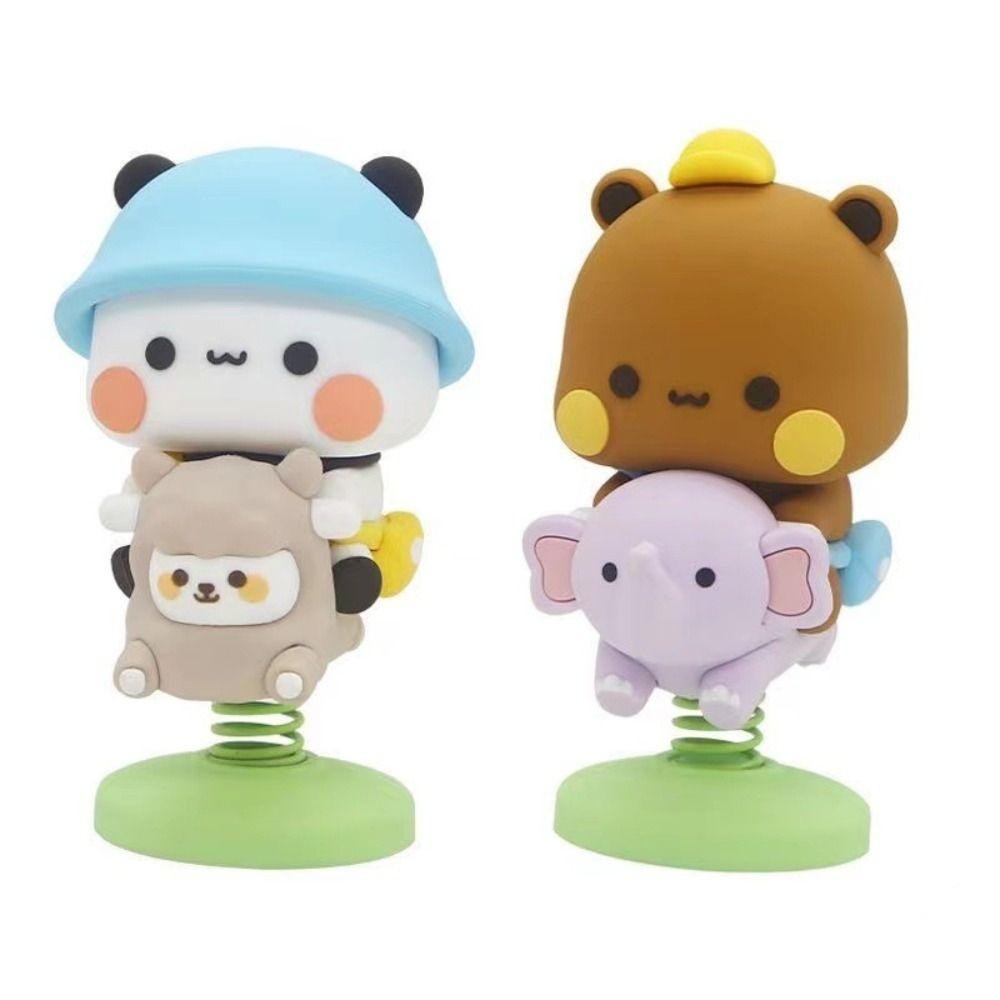 FANIELLAPOWELL Bubu Dudu Gấu Đồ Chơi Mô Hình, Bubu Dudu PVC Gấu Trúc Hình, Kawaii Sưu Tập Lắc Đầu Hoạt Hình Thu Nhỏ Xe Ô Tô Nhà