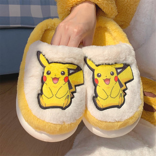 XIXITIAO Dép Cotton Pokémon Chính Hãng Co-Branded Dễ Thương Sang Trọng Pikachu Nữ Trong Nhà Lông Cừu Lót Giữ Ấm