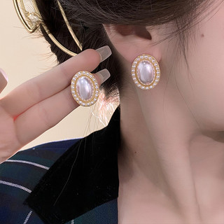 Bông tai ngọc trai hình tròn thời trang đơn giản Hàn Quốc Bông tai cao cấp