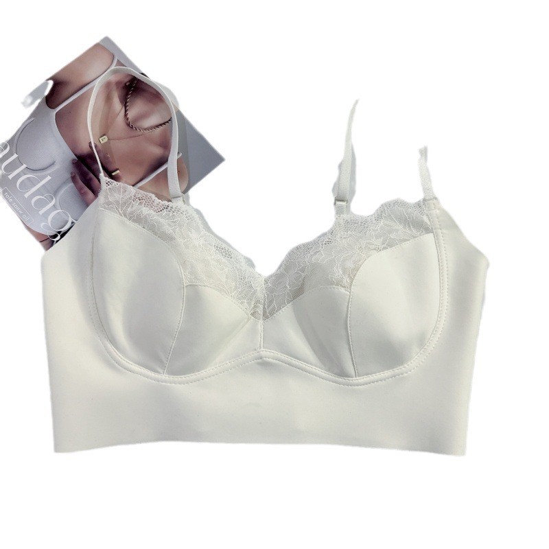 Mùa Hè Phong Cách Mới Ren Đẹp Lưng Cố Định Cốc Băng Lụa Thỏ Tai Mỏng Cốc Sling Quần Lót Hình Chữ u Đẹp Lưng Quần Lót