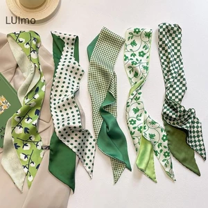 Luimo Khăn Lụa Xanh Ánh Sáng Sa Kẻ Sọc Thời Trang Đơn Giản Hoa Mỏng Tươi Mũ Dành Cho Nữ Quà Tặng sành điệu SBS