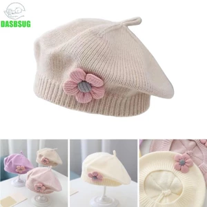 Dasbsug Mùa Đông Tập Đi Beret Công Chúa Bé Gái Mũ Ấm Áp Mũ Dệt Kim Đáng Yêu Chống Gió