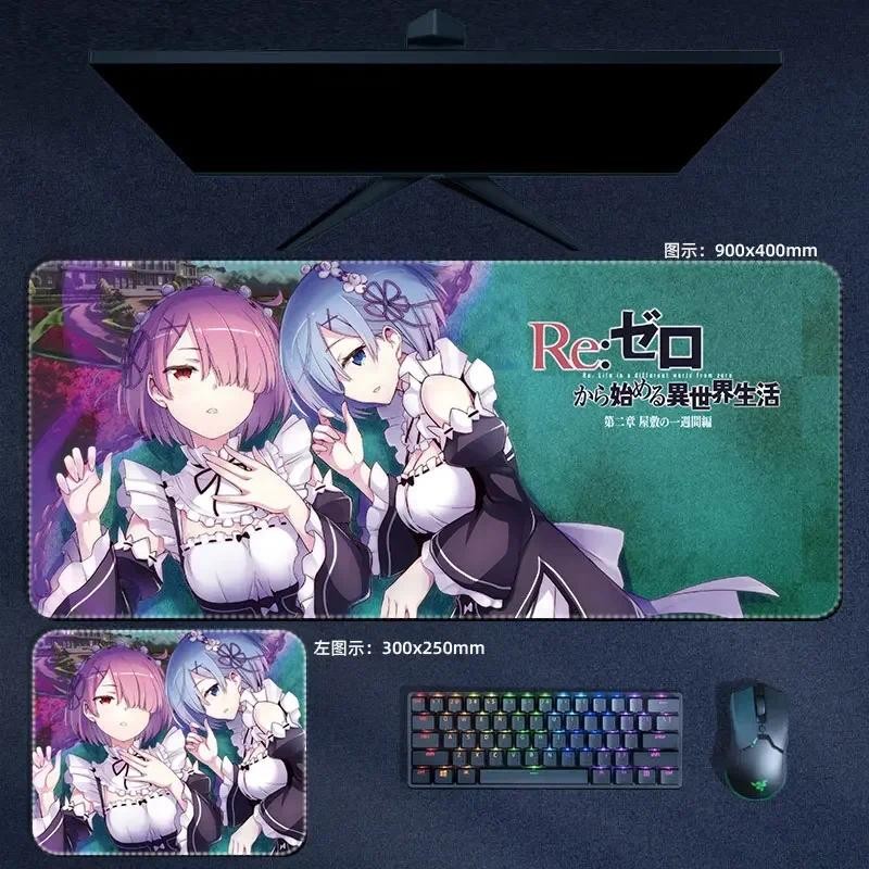 Re 0 Emilia Rem Ram Miếng Lót Chuột Anime Re Zero Life in Another World Large XXL Mousepad Bàn Phím Máy Tính Phụ Kiện Để Bàn Thảm