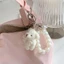 Mặt dây chuyền búp bê nơ DUSKGLOW, Phụ kiện túi ngọt ngào Móc khóa gấu sang trọng lông tơ, Móc khóa trái tim thời trang Quà tặng mặt dây chuyền túi xách