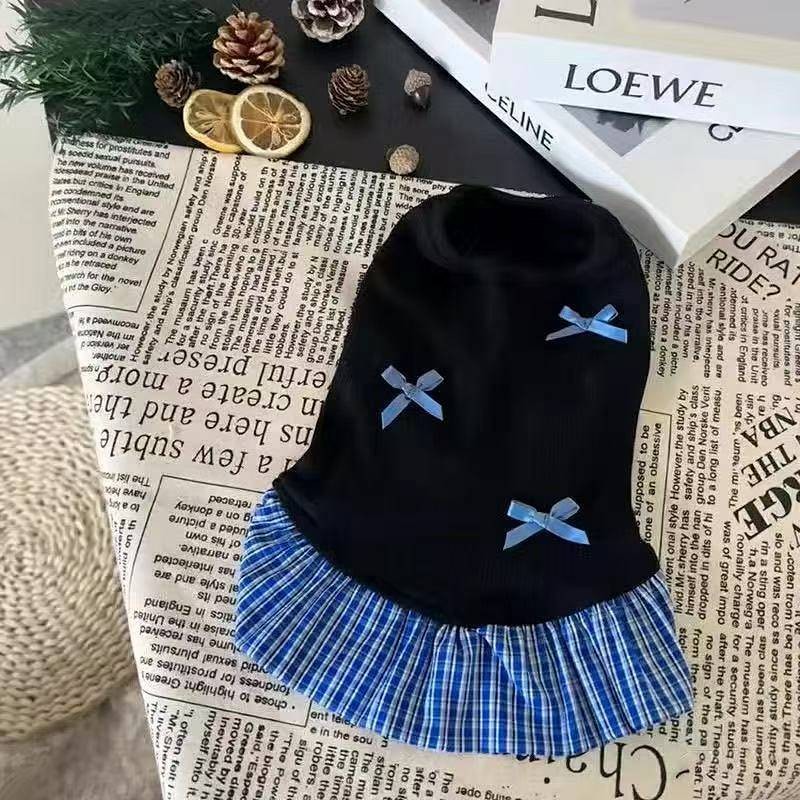 【Ready Stock】 Bow Suspenders Dress Teddy Bichon Yorkshire Pet Dog Cat Clothes Summer Breathable Thin BPku