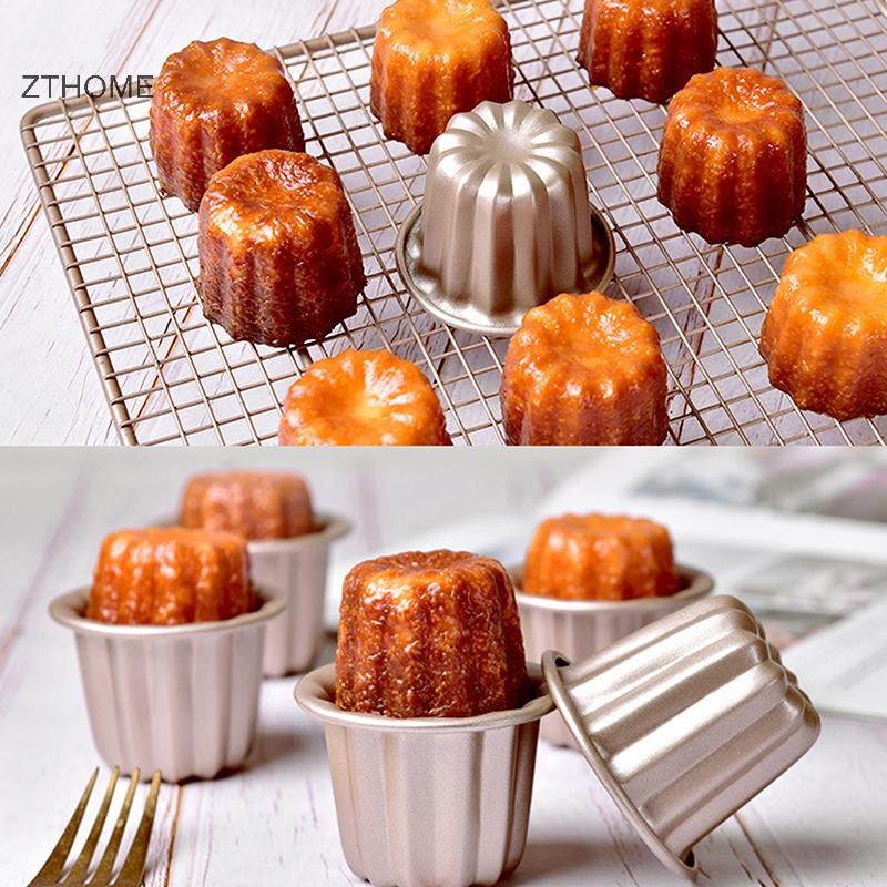 ZTHOME 6 Cái Khuôn Bánh Canele Nhỏ Chống Dính Chảo Canele Muffin Khuôn Cupcake Máy Nướng Bánh Nướng Bánh Thép Carbon Chảo Bánh Ngọt Khuôn Cupcake Giá Đỡ HOT