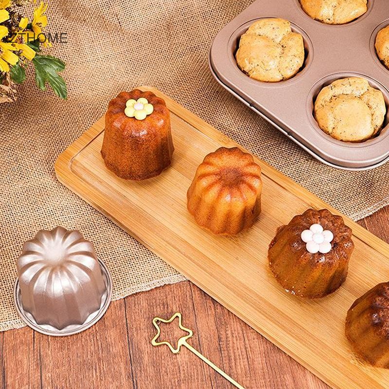 ZTHOME 6 Cái Khuôn Bánh Canele Nhỏ Chống Dính Chảo Canele Muffin Khuôn Cupcake Máy Nướng Bánh Nướng Bánh Thép Carbon Chảo Bánh Ngọt Khuôn Cupcake Giá Đỡ HOT