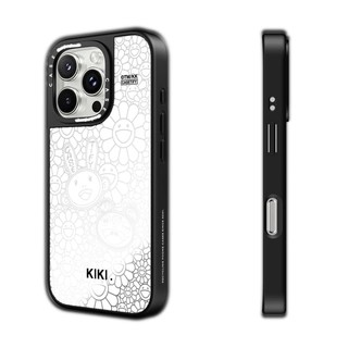 CASECASE X TAKASHI MURAKAMI KaiKai & KiKiChromeCase Vỏ iPhone Gương Đen & Bạc IPhone 16 15 14 13 12 Pro Max Plus Ốp Lưng Cứng Có Hộp Khắc logo