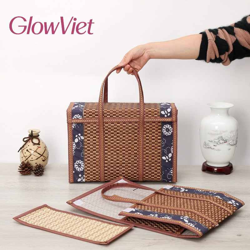 Giỏ Mây Tre Đan Thủ Công - Phong Cách Vintage, Dung Tích Lớn, Lý Tưởng Cho Du Lịch, Picnic