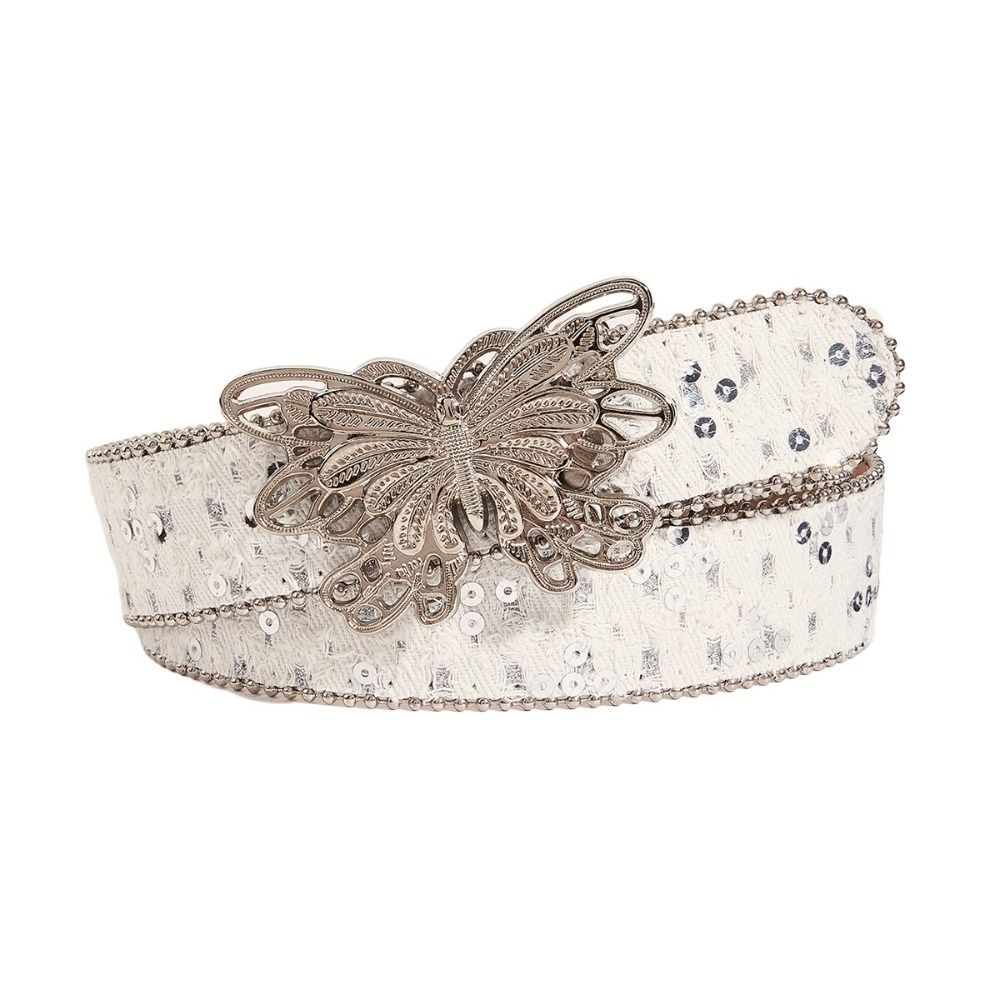 Thắt lưng thời trang cổ điển TCYILLOIAN, Thắt lưng Punk hình bướm đính sequin, Thắt lưng viền rộng Denim hợp thời trang Y2K chắp vá