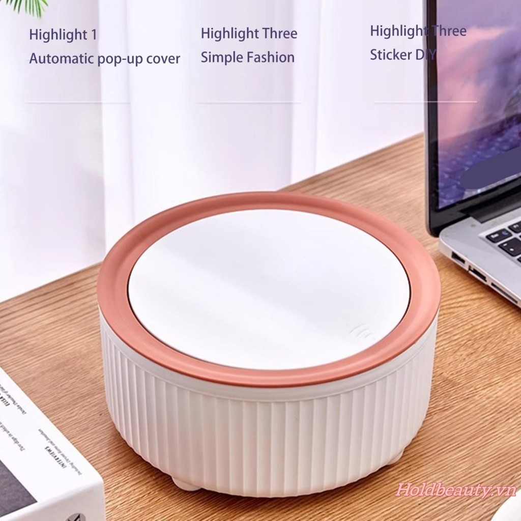 Thùng Rác Để Bàn Có Nắp Thùng Rác Nhỏ Hình Tròn / Vuông Thùng Rác Mini Cho Phòng Khách Văn Phòng Tại Nhà