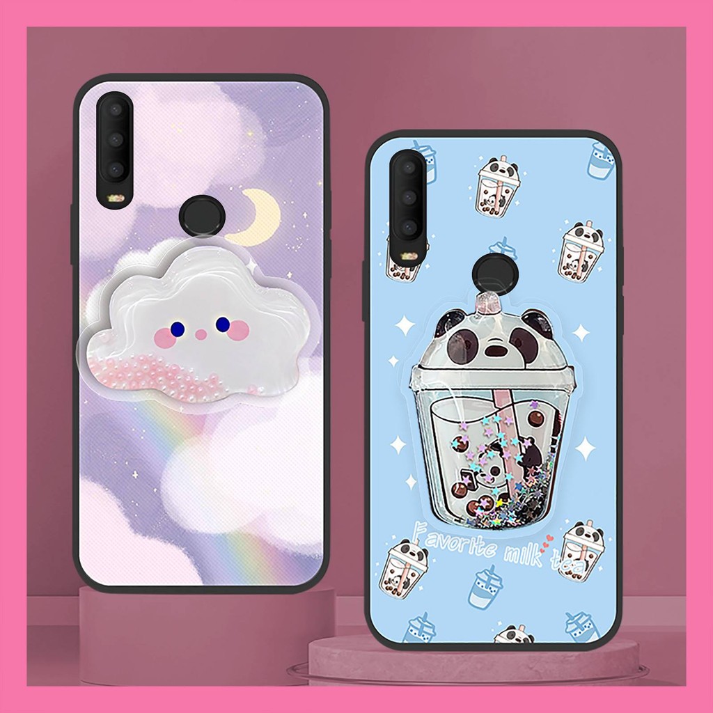 Ốp Lưng Chân Đế Ốp lưng Alcatel 3X 2019 Chống Bụi Bẩn Mềm Quicksand Trôi Cát Xoay Được Đứng Hoạt Hình Cảm Giác Da Silicon Bền Chống Thấm Nước Lấp Lánh Chống Bụi