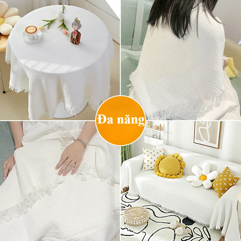 Khăn Trải Bàn Cotton Bắc Âu, Mềm Mịn, Chống Nhăn, Size 90x90/150cm, Trang Trí Nhà & Dã Ngoại