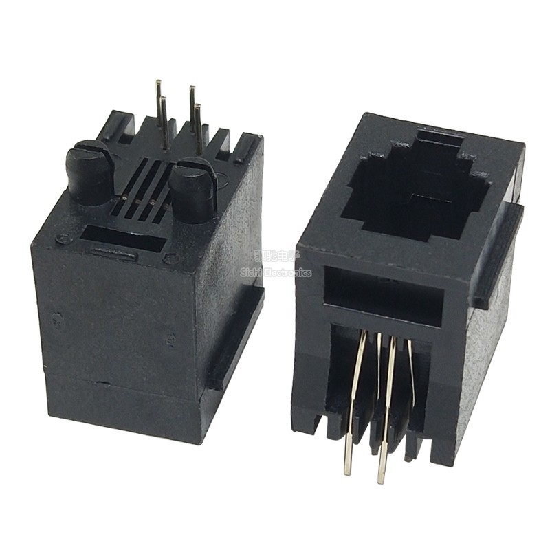 Ổ cắm điện thoại RJ11 / RJ45 Đầu pha lê Ổ cắm nữ 4P4C Đen / Xám Dọc / Ngang Loại một cửa có đơn