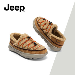 Giày bốt tuyết lót lông cừu hợp thời trang ngoài trời JEEP dành cho nữ mùa đông, lông giả ấm áp, đế dày, giày Cotton phồng trượt