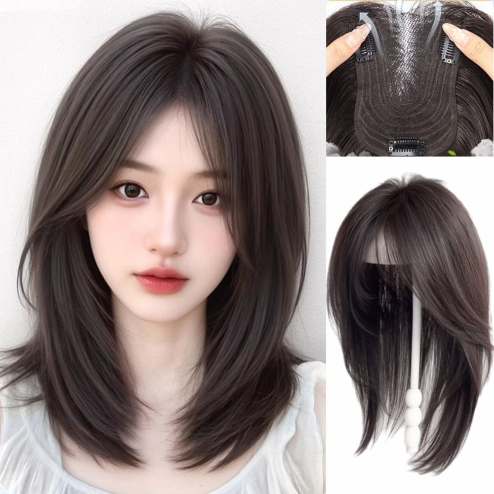 FUHUIOT Tóc Lớp Thẳng Dài - Tổng Hợp Trong Đầu, Thay Thế Khối Lông Tơ Tự Nhiên