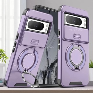 Ốp lưng cho Google Pixel 9 8 7 9a 8a 9Pro 8Pro 7Pro 9ProXL 5G Vỏ điện thoại cứng chống sốc, giáp kim loại, giá đỡ vòng, camera sau