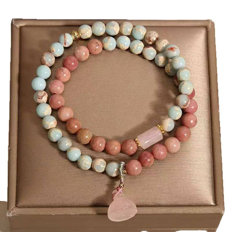 Vòng tay nữ đá núi rhodolite phong cách Trung Quốc, thiết kế sang trọng và tinh tế