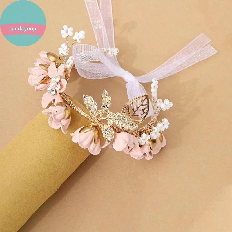 Sund Nữ Ngọc Trai Kim Cương Giả Lược Hoa Kẹp Công Chúa Vương Miện Cưới Phụ Kiện Tóc VN