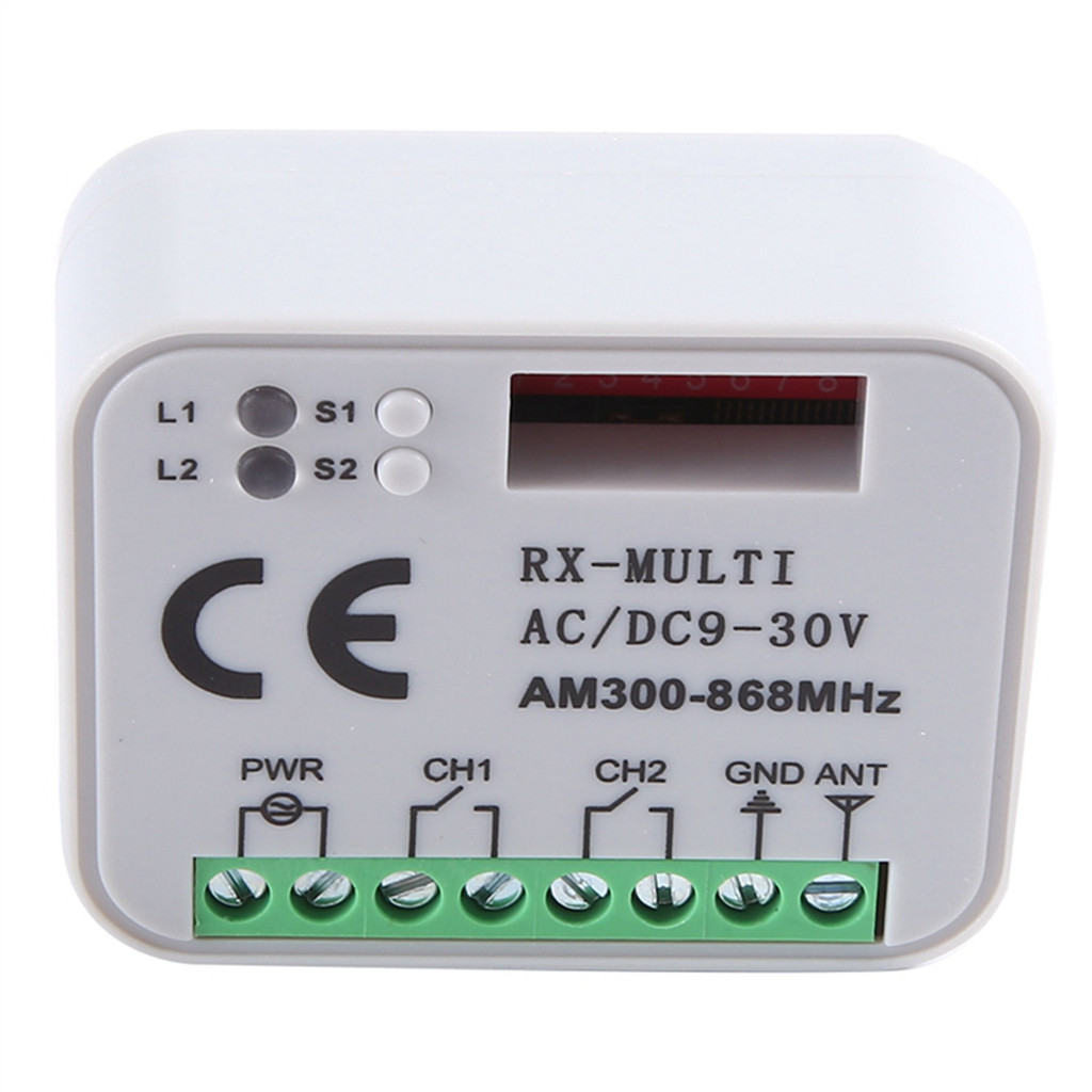 Tần số đa năng 300-868 MHz Bộ thu 2CH 12V 24V Mô-đun rơle Cửa nhà để xe Điều khiển từ xa 433.92 MHz 868 MHz Bộ thu cửa nhà để xe