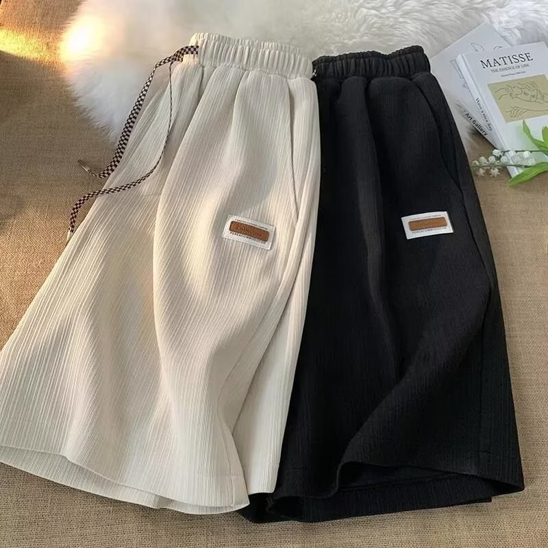 Quần short thể thao nam mùa hè mỏng nhẹ thoáng mát phong cách Hàn Quốc, quần bóng rổ rộng thun lạnh co giãn, quần 5 phân休闲裤