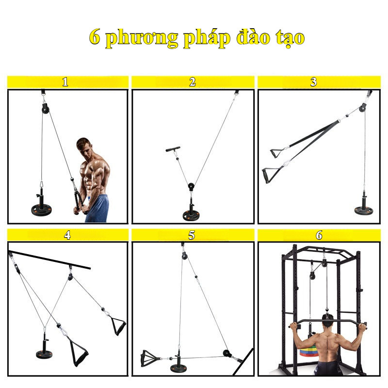 💪【5 TRONG 1】Bộ Ròng Rọc Tập Gym - Tập Tay & Vai & Lưng & Chân & Ngực,  Dễ Lắp Đặt