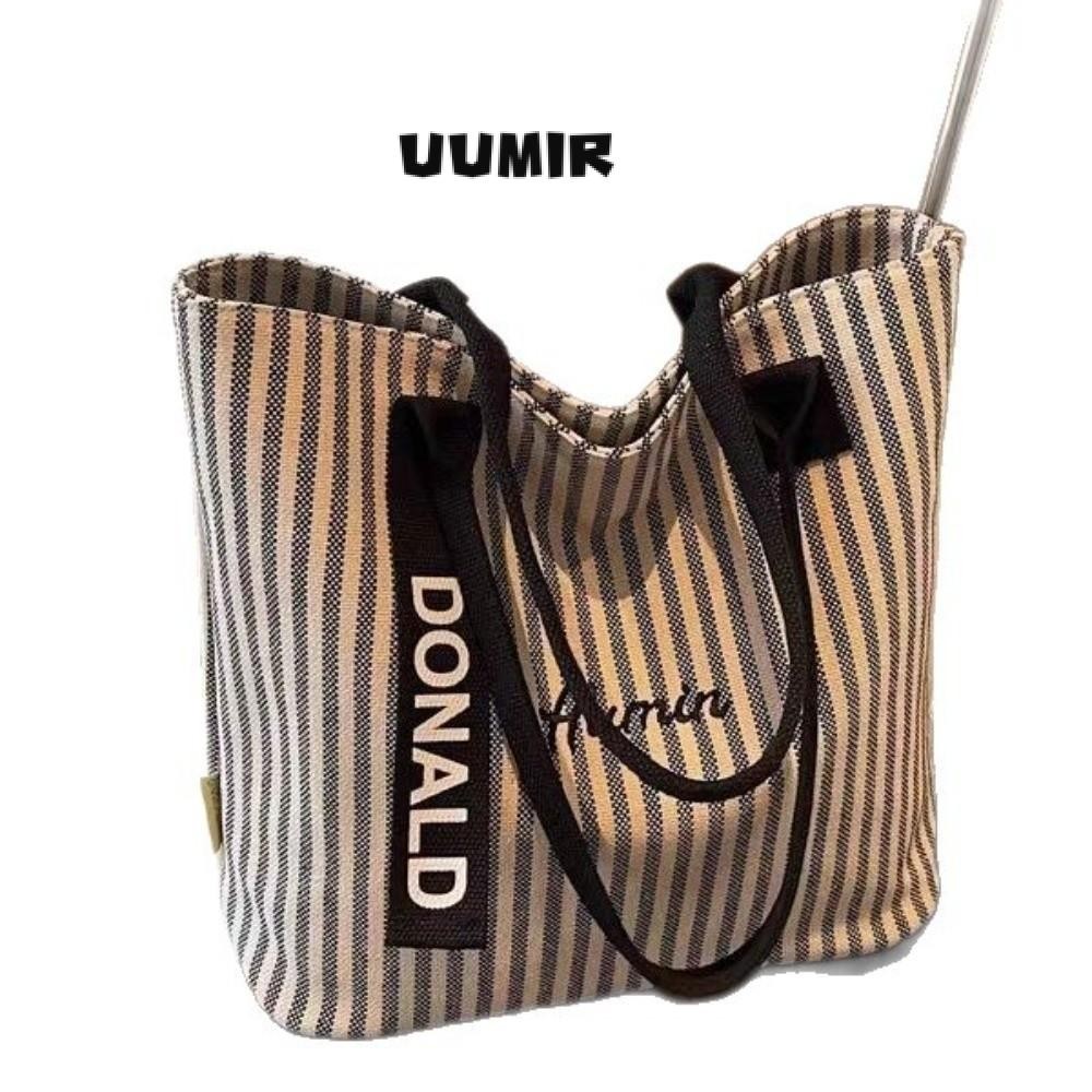 UUMIR Túi đeo vai UUMIR, Túi Tote sọc dung tích lớn, Túi đi lại đa chức năng bằng vải Canvas thời trang dành cho nữ