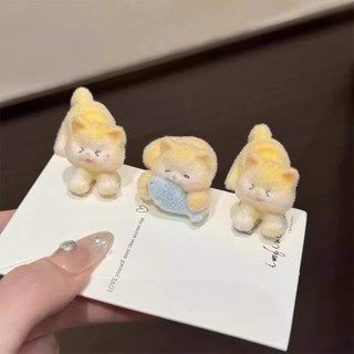 Mèo con ăn cá kẹp tóc sáng tạo, phù hợp cho tóc đổ xô ba chiều và bên gãy