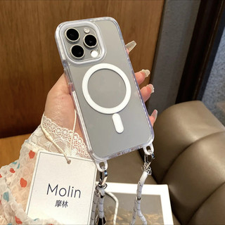 Ốp điện thoại di động có dây buộc từ tính sang trọng cho iPhone16 15 14 13 Pro Max bảo vệ camera chống sốc chống rơi mặt sau cứng