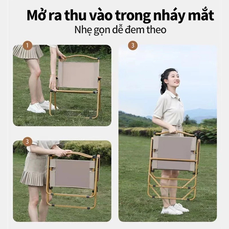 WTHB Outdoor Ghế gấp camping Màu vải đen thiết kế gọn du lịch, cafe, ban công, câu cá hàng nhập nguyên chiếc