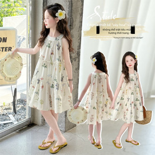 Đầm bé gái mùa hè dễ thương - Váy hoa công chúa dáng rộng, phong cách Hàn