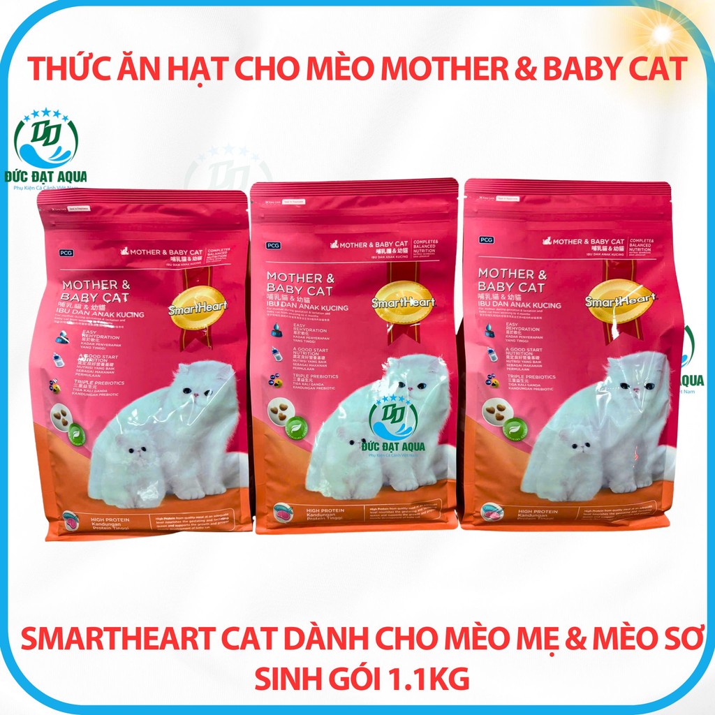 Thức ăn hạt cho mèo MOTHER & BABY CAT, SmartHeart Cat cho mèo mẹ & mèo con Gói 1.1Kg 8