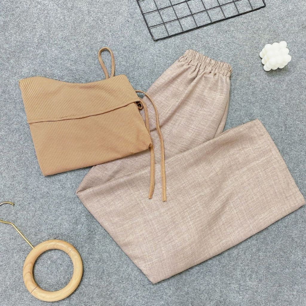 Set Bigsize Áo Lệch Vai Bo Gân & Quần Suông – Tôn Dáng Đỉnh Cao, Nâng Tầm Phong Cách G213-Q564