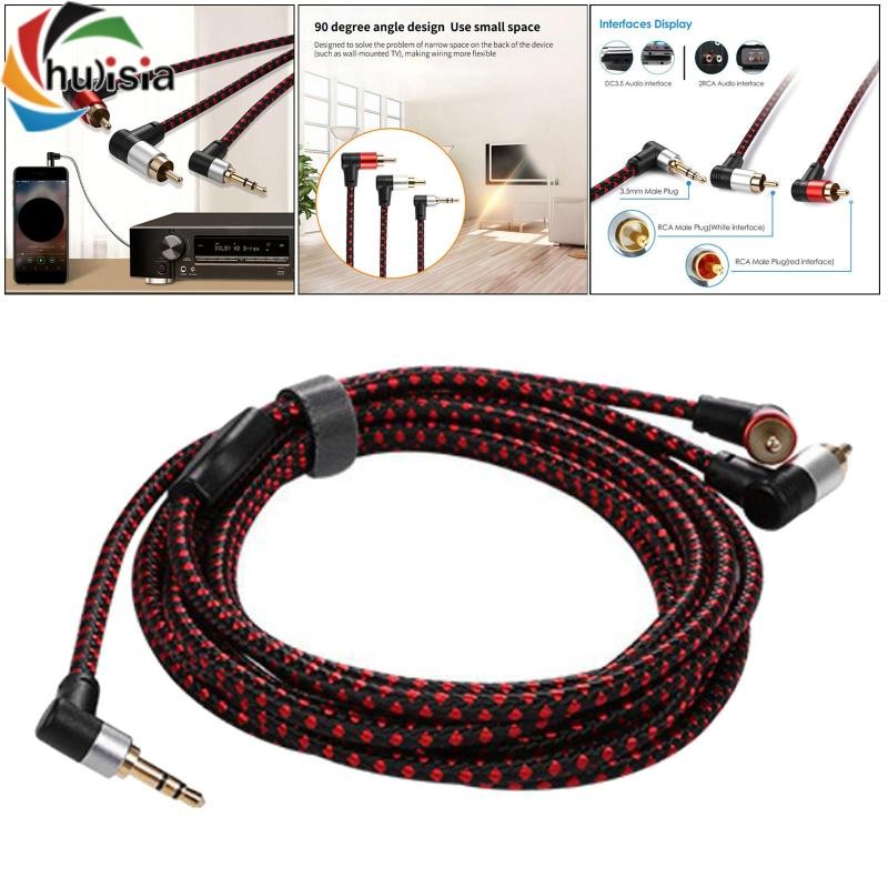 chulisia Cáp âm thanh nam 90 độ 3,5 mm đến 2 RCA Y Splitter Dây cáp chuyển đổi