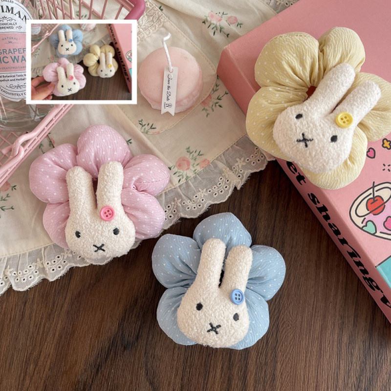 Phụ kiện tóc hình thỏ Miffy với hoa lớn và chấm bi đáng yêu