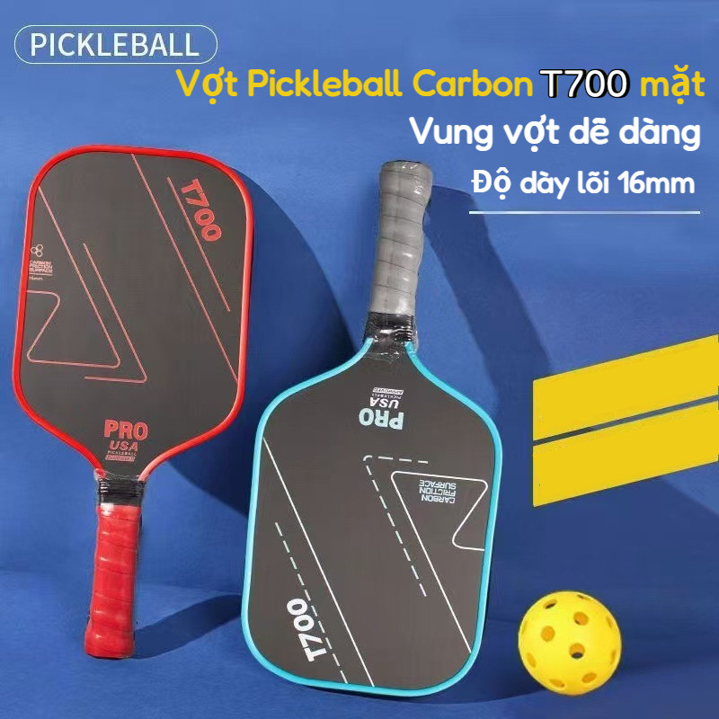 Vợt Pickleball Carbon T700 Pro mặt,Siêu nhẹ,Dành cho mọi lứa tuổi,tay cầm màu đen chắc chắn