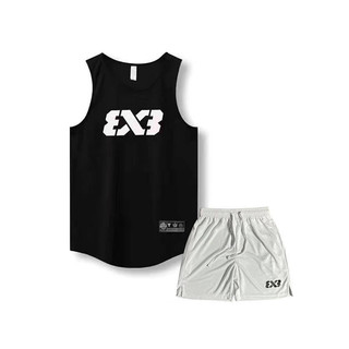 3x3 Basketball Vest Shorts 4 Pants American Sports Suit Summer Quick-Drying Breathable Vest below the Knee Tide Shorts 72QS