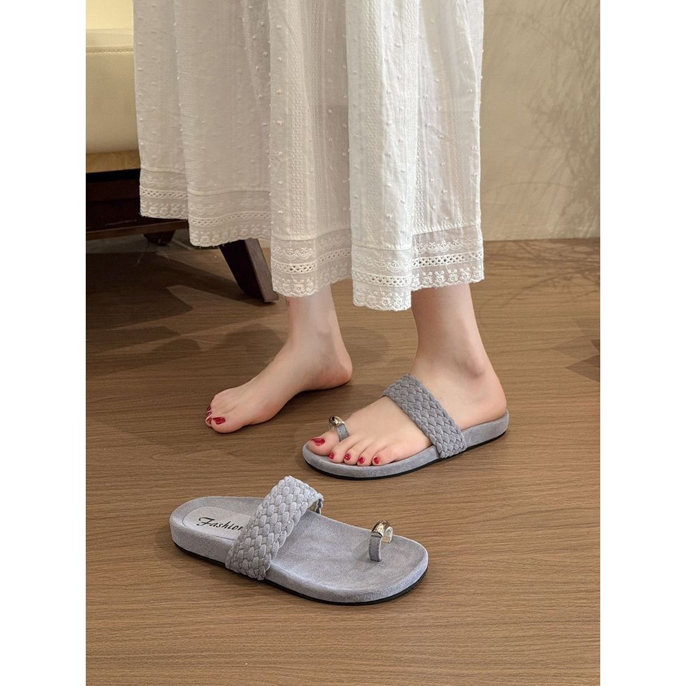 Dép dệt ngón chân tròn đơn giản thời trang
