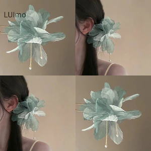 Luimo Hàn Quốc Cổ Voan Hoa Ngọc Trai sel Tóc Dính Hình Chữ U Kẹp Tóc Tính Khí Phong Cách Trung Hoa Kẹp Tóc Cho Nữ Mũ SBS