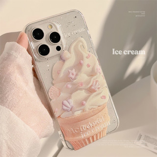 Ốp Điện Thoại Kem Hồng Mùa Hè Cho iPhone 15 14 13 12 Pro Max 14 15Plus Lấp Lánh Nhỏ Mềm Trong Suốt Vỏ iPhone 11 Pro Max