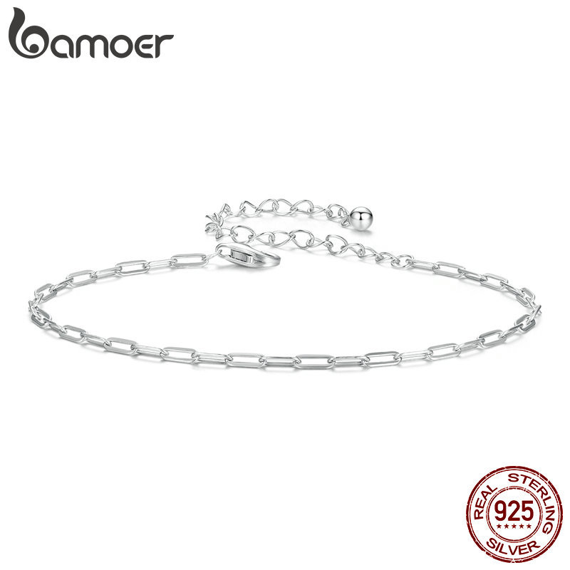 Vòng tay bạc Bamoer 925 Sterling Món quà trang sức vuông đơn giản dành cho nữ