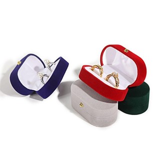 FASHIONEXPRESS Hộp nhung đôi đựng nhẫn đính hôn cưới, chống bụi, sang trọng, di động