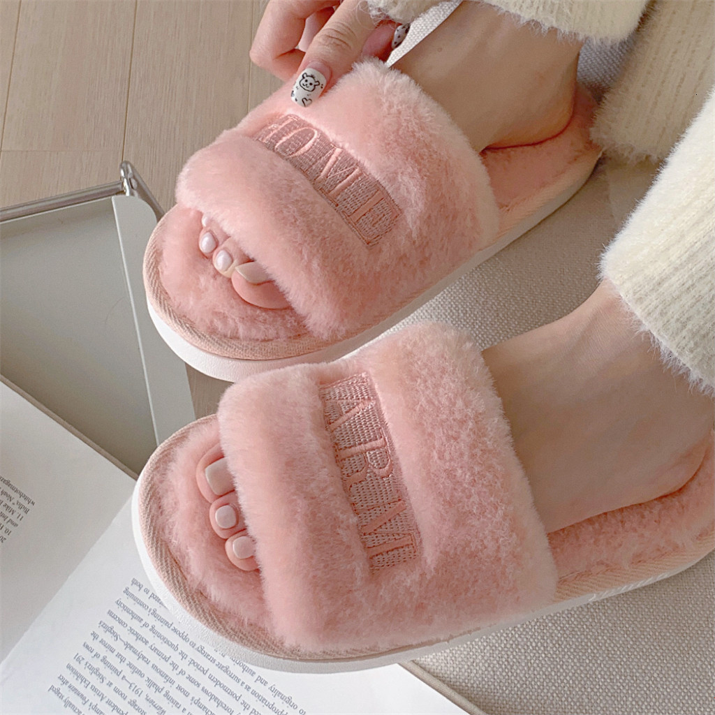 Xixitiao Dép Nữ Mặc Ngoài Trời Sang Trọng Giữ Ấm Một Từ Sáng Tạo Thêu Đế Mềm