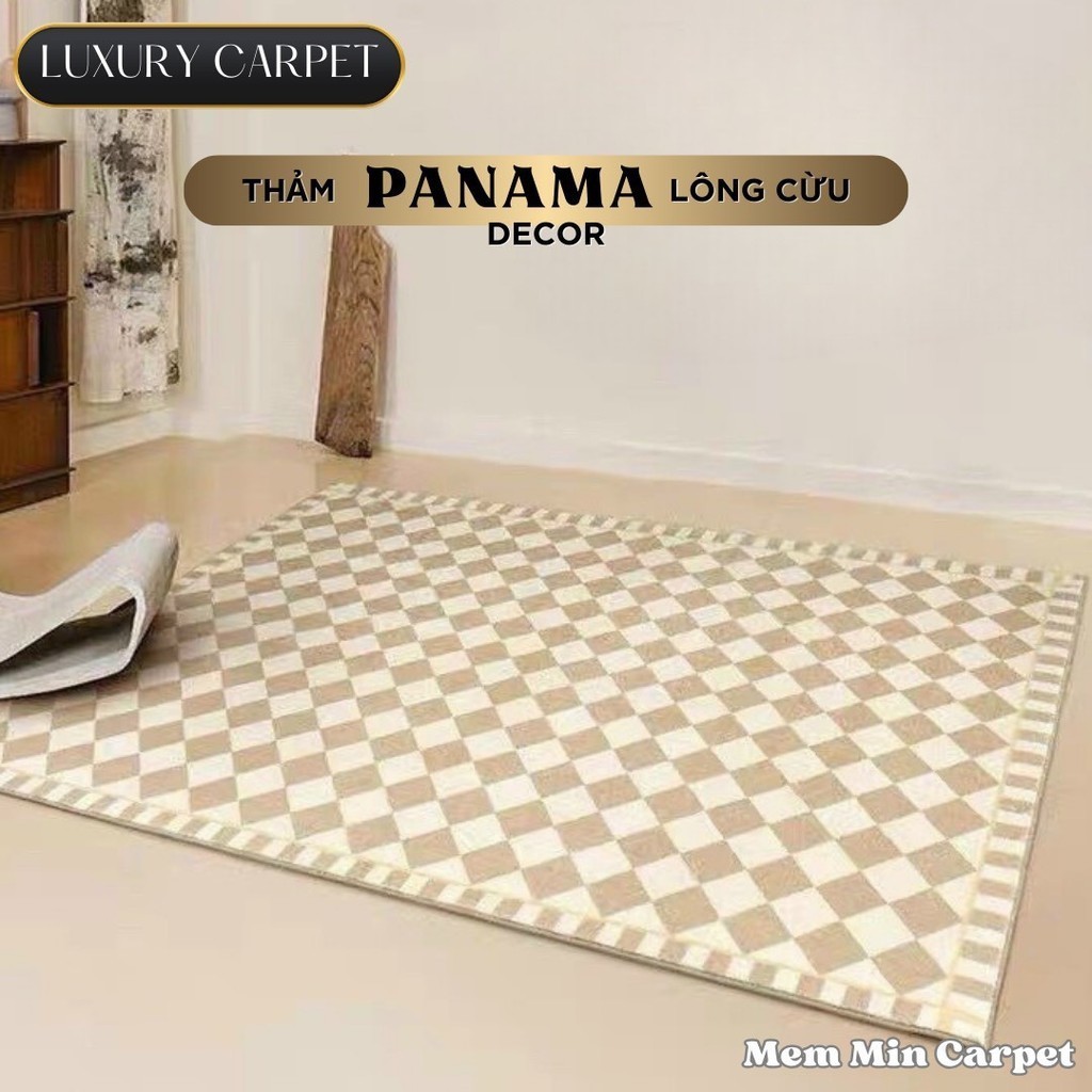 (TH23) Thảm Panama Lông Cừu Cao Cấp Chất Liệu Lông Cừu Siêu Mềm Mịn Mướt, Thiết Kế Sang Trọng, Hiện Đại 23- Memmincarpet