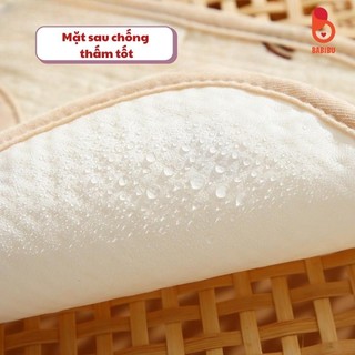 Yếm chữ U muslin mặt sau chống thấm, yếm ăn dặm chữ U 2 lớp thoáng khí họa tiết dễ thương cho bé