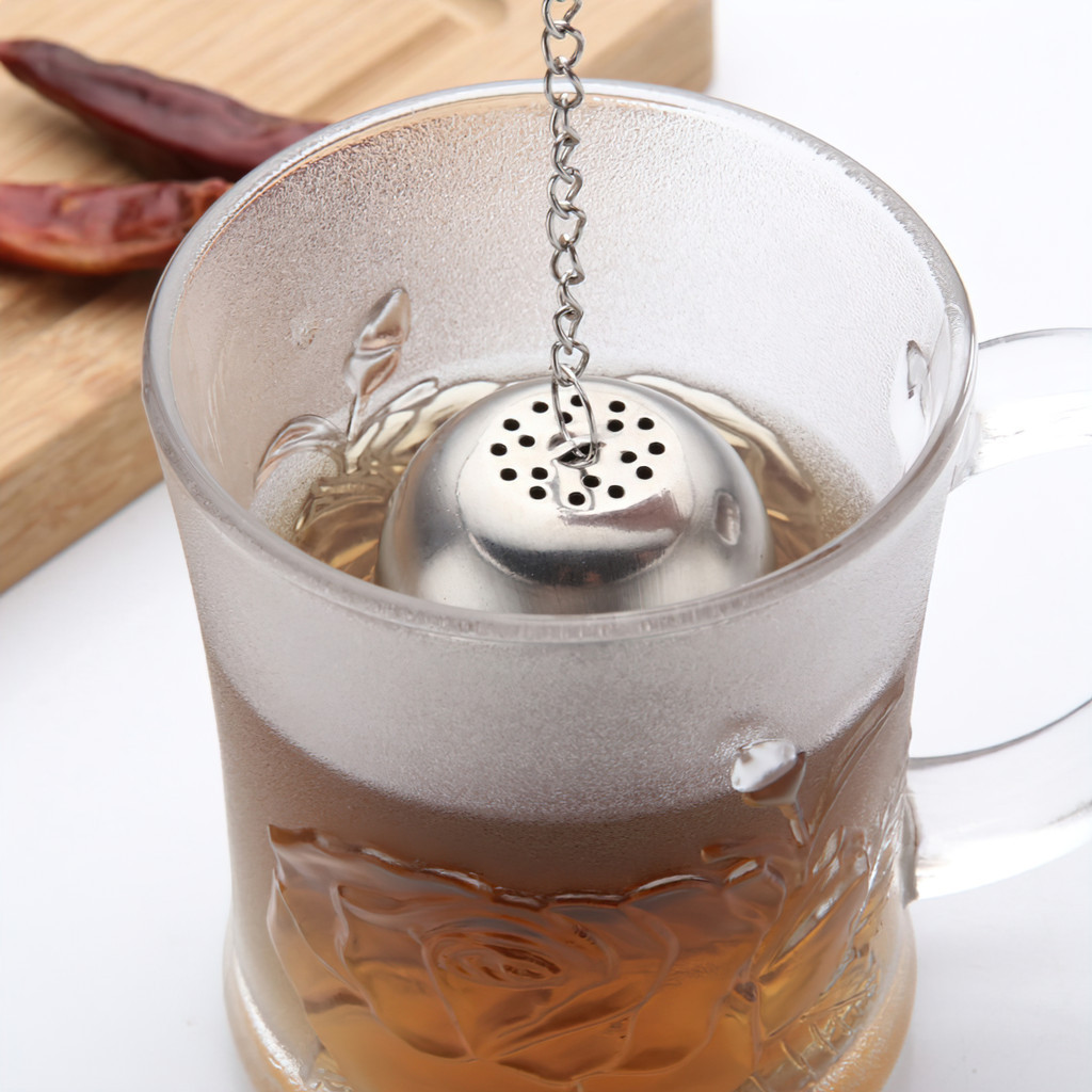 Bóng lọc inox, có dây treo, không gỉ, nhiều kích thước, lọc trà inox FE123